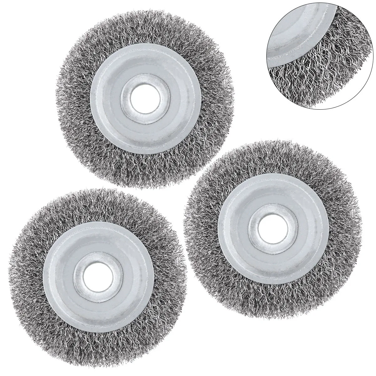 

3pcs 100mm Diameter Stainless Steel Wire Polishing Brush Wheels Set with 16mm Hole Parallel Shape for Polished Derusting Tools