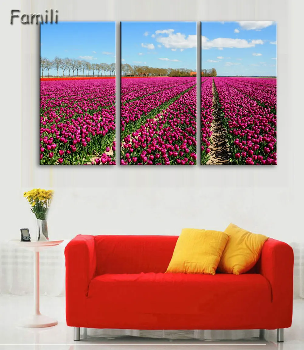 

3pcs Print poster canvas Wall Art pink Flowers Decoration art oil painting Modular pictures on the wall sitting room(no frame)