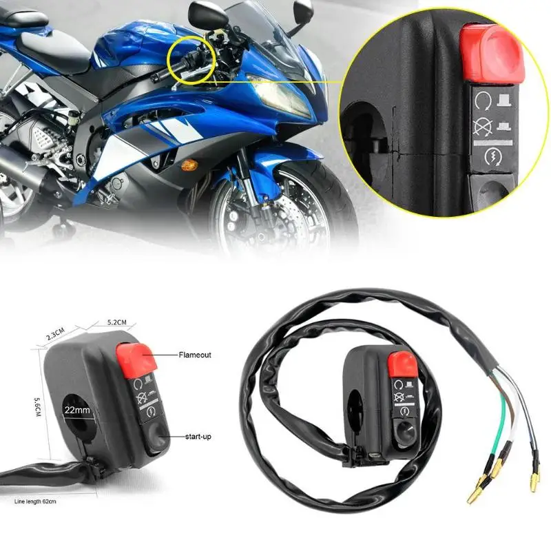 

Universal 7/8in Handlebar Motorcycle ATV Start Kill On/Off Button Switch