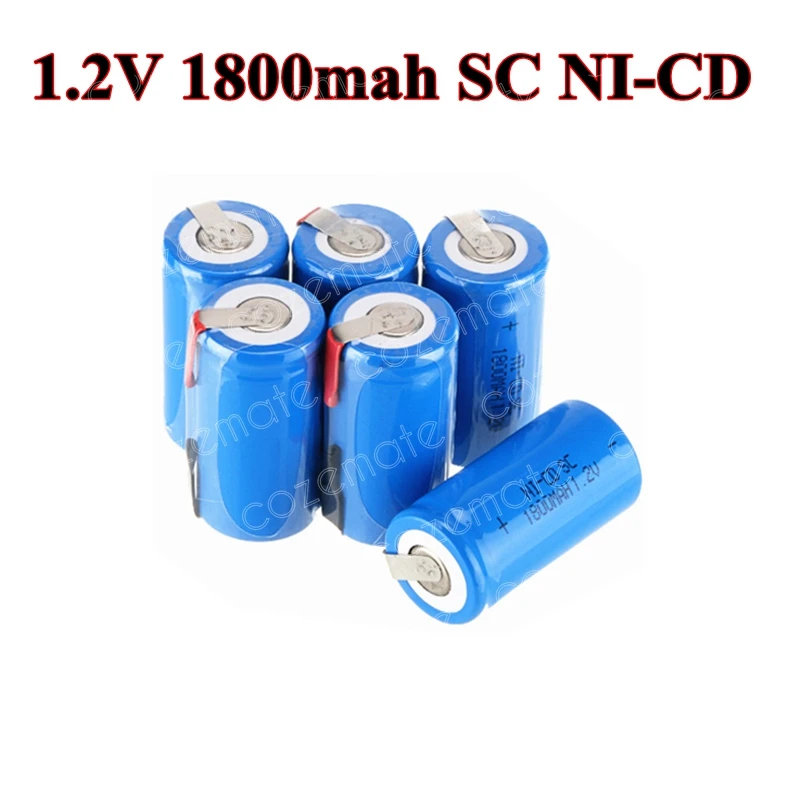 

12pcs Sub C SC 1.2v Nicd Battery 1800mAh 20A Ni-CD Sc 1.2v Pack Bateria Sc Sub C Ni-cd Sc Battery Cell Subc 7.2v 1800mah Battery