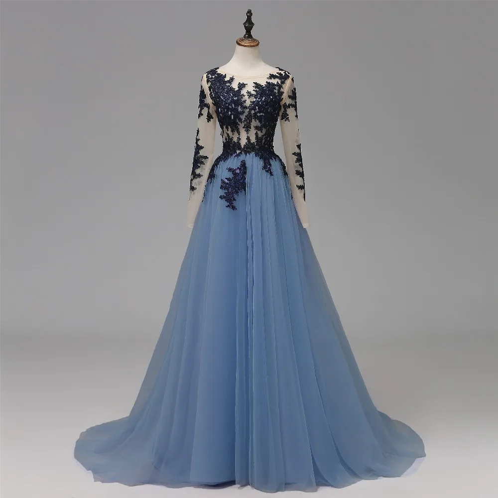 Floor-length Evening Dress Long Lace Tulle Elegant Party Gowns Evening Gowns Prom Dress Abendkleider Vestido Para Festa Longo