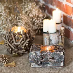 Дома деревянные антикварный подсвечник ретро Tealight Рождественский подсвечник свет настольной романтический бар украшения свечи Фонари