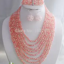 Мода 8 строк кристалл комплект ювелирных изделий, Африканские свадебные бусы ожерелье MN-1185