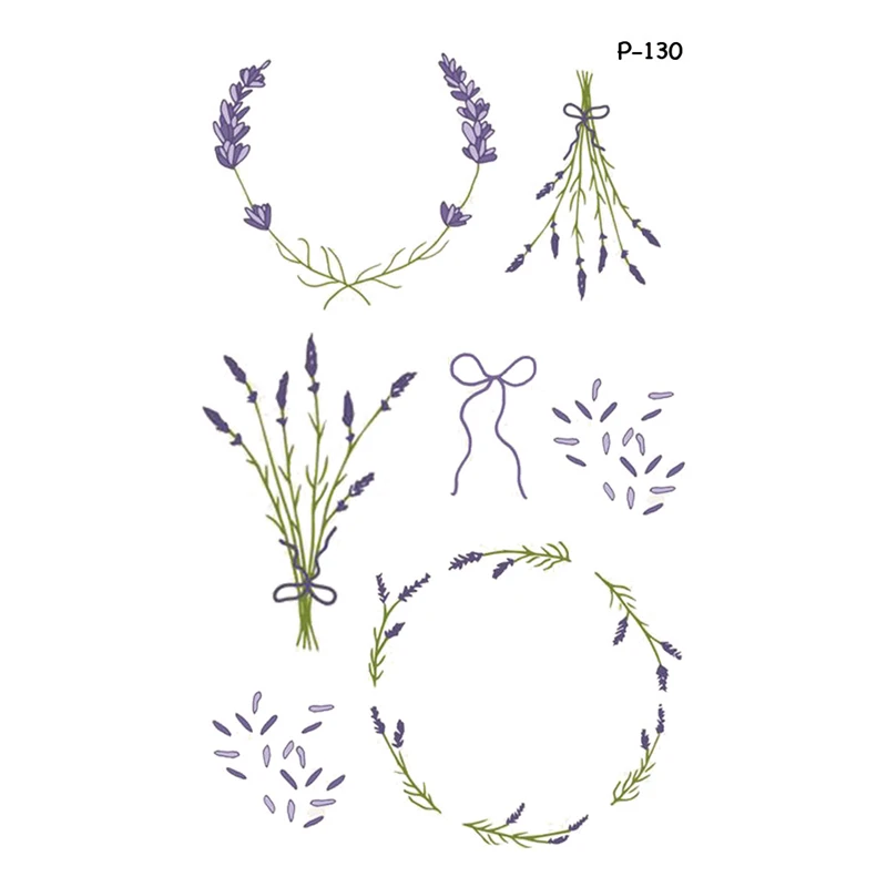 Wyuen дизайн фиолетовый цветок поддельная Татуировка непромокаемая временная татуировка на руку наклейки для женщин мужской боди-арт татуировки P-130