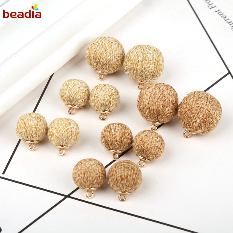 

Super Value 2 Colors 10pcs/bag Natural/Brown Solid Linen Thread Ball Beads Pendant Making DIY Fingdings Sewing Accessories Craft