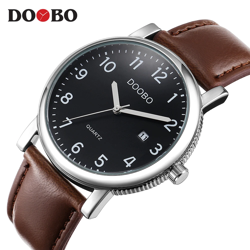 DOOBO оригинальные мужские кварцевые часы Reloj Hombre Кожаные Деловые с хронографом
