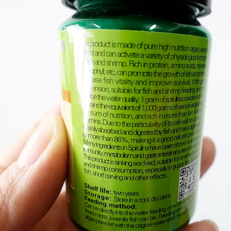 Ornamental Shrimp Open Feed Algae Fish Forages Spirulina Powder bottle Healthy Ocean Nutrition Food 100/50g|Кормушки| |