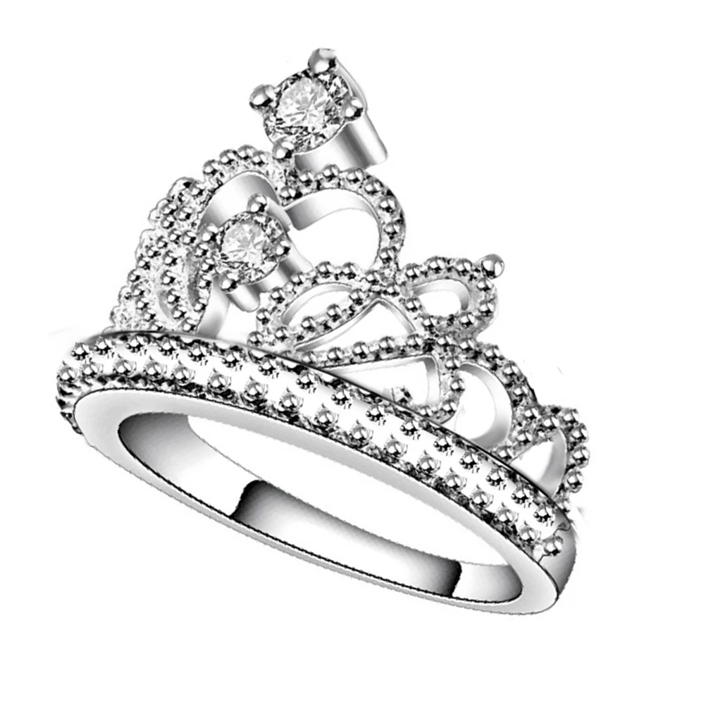 Princess Crown кольца блестящие Jewery Обручение Свадебные Рождество кольцо для Для