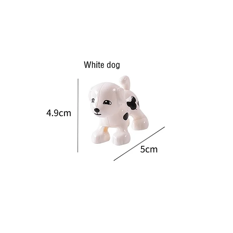 Серия моделей животных, строительный блок, большие кирпичи, модель животного, строительный блок, детская развивающая игрушка, совместимая с блоками Duploe - Цвет: white dog