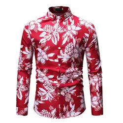 Рубашка мужская 2019 новая брендовая гавайская рубашка 3D принт рубашка мужская Свободная Модная Повседневная рубашка с длинным рукавом Camisa