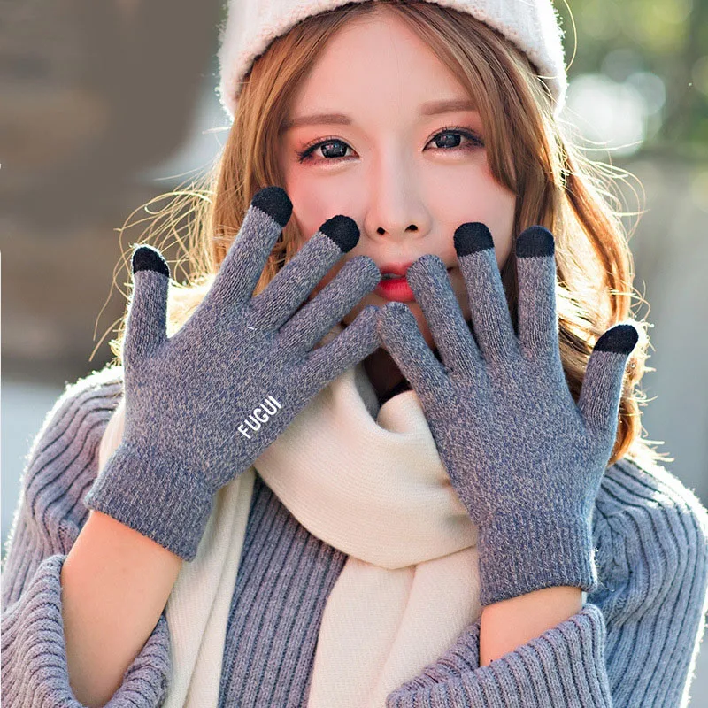 Korean version thick Warm Women Gloves velvet cashmere knit detachable autumn Winter touch screen Driving Korean version thick Warm Women Gloves velvet cashmere knit detachable autumn Winter touch screen Driving