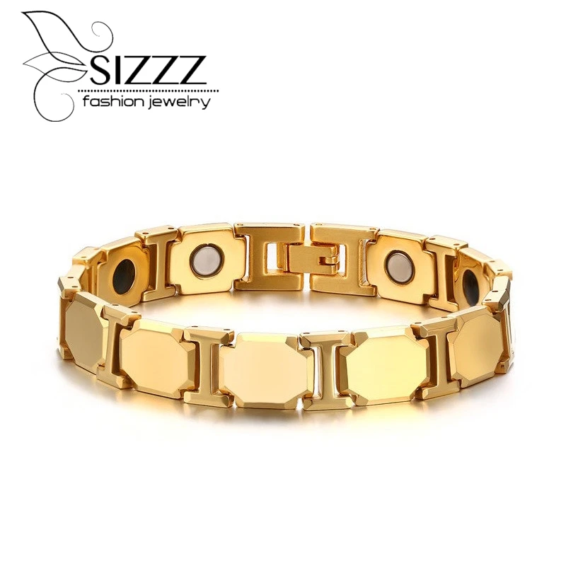 

Magnetic Therapy Bracelets Men's Negative Ion Germanium Link Tungsten Carbide Bracelet