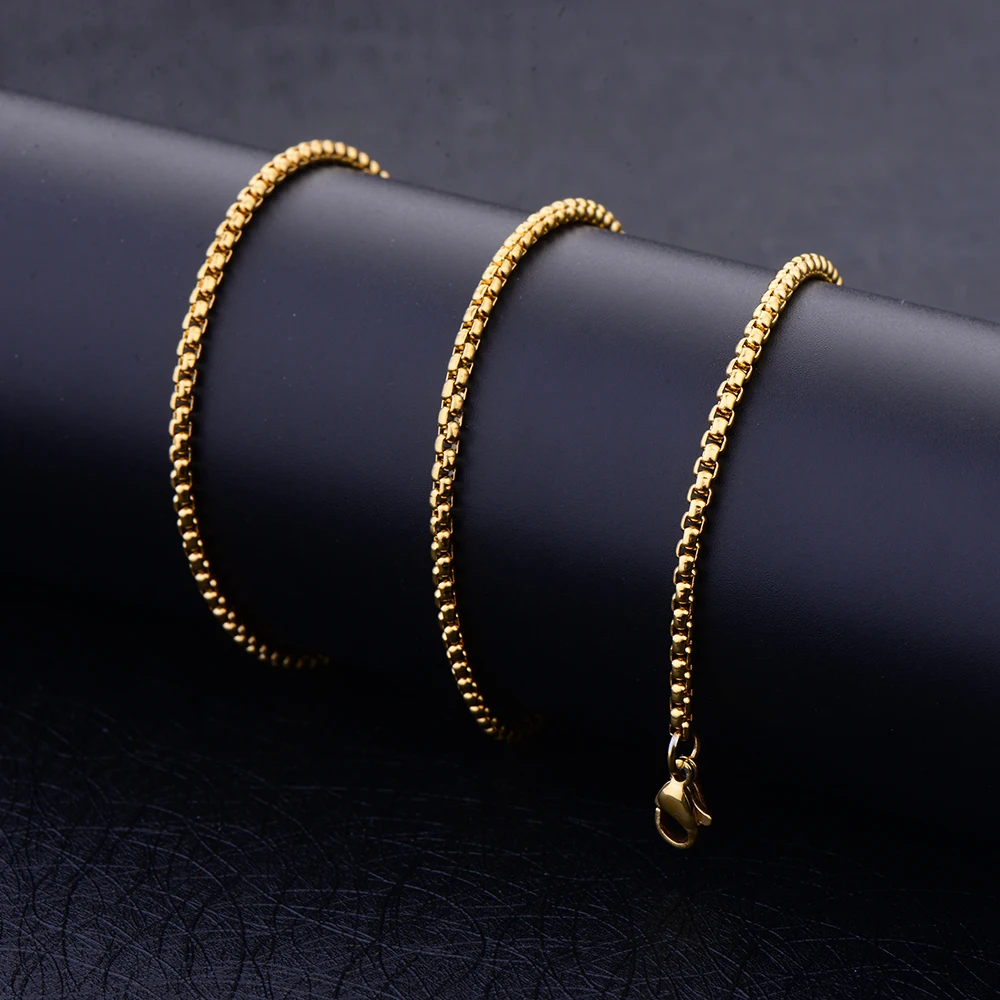 2,5 мм из нержавеющей стали золото и черный квадрат жемчужное ожерелье длина 60 см подходит Кулон Мода унисекс ювелирные изделия
