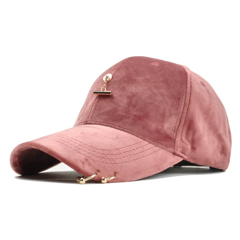 Горячая распродажа высокое качество Snapback изогнутый край Eaves бейсбольная кепка с металлическим кулоном Кепка женские шапки корейский поп - Цвет: pink