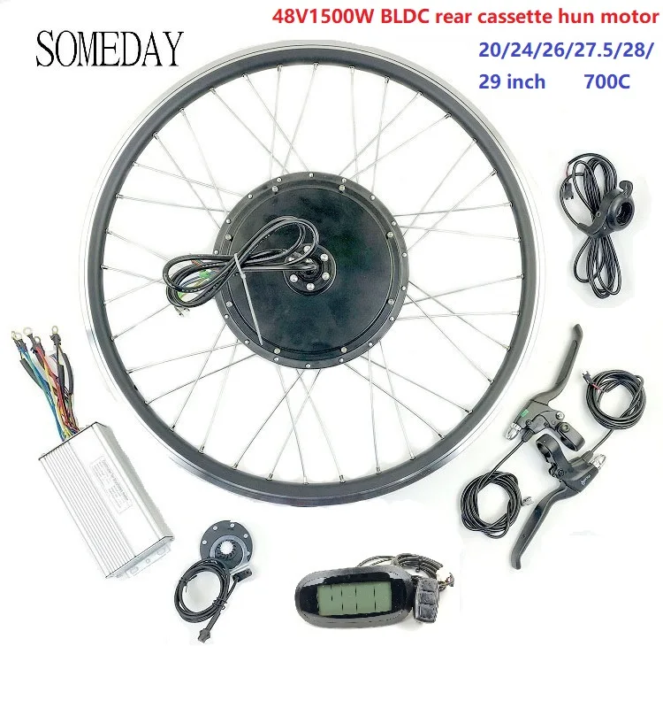 

SOMEDAY 48V1500W BLDC Electric Bicycle conversion kit with spoke and rim with LCD6 display E-bike Rear cassette hub Motor