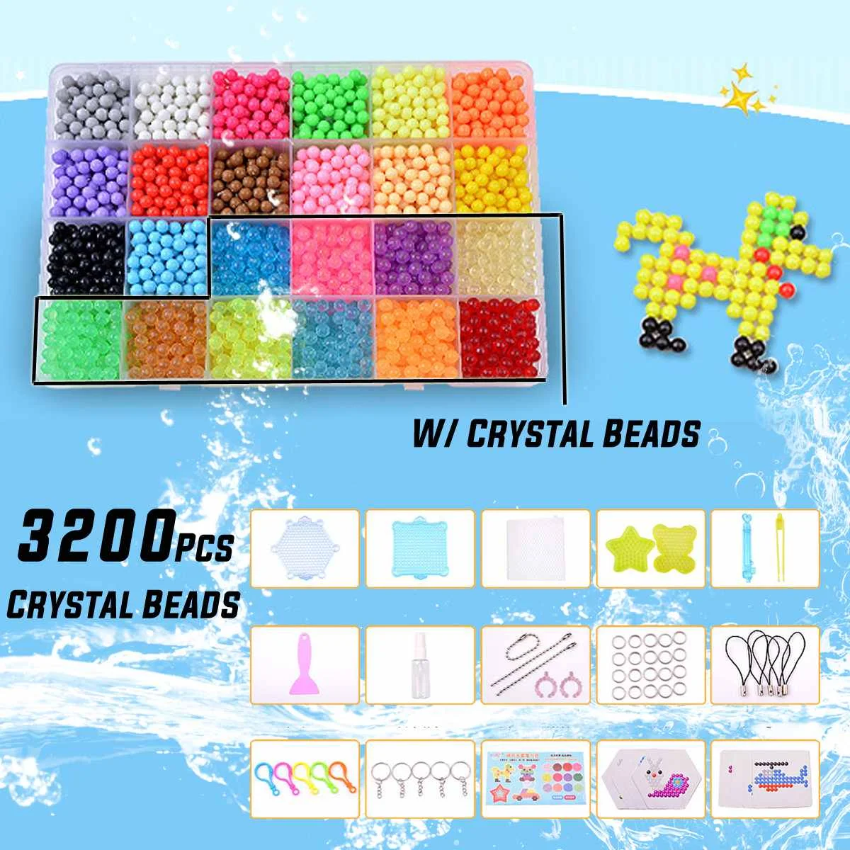3200 шт. игрушки 24 разные цвета коробка набор мини Дети Diy игрушки предохранитель Бусины Размер в размер Pegboard листы гладильная Pape - Цвет: crystal colors