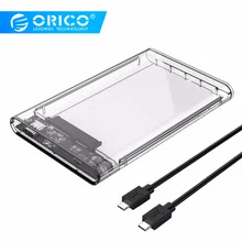 ORICO Тип C 2,5 дюймов прозрачный корпус для внешнего жесткого диска USB3.1 Gen2 жесткого диска вспомогательное устройство протокола UASP с Тип с разъемами типа C и C кабель