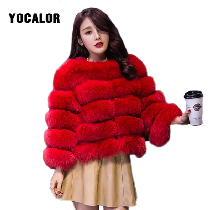 

YOCALOR Faux Fur Coat Mink Fur Coats Winter Jacket Women Elegant Thick Warm Outerwear Fake Fur Jacket Women Parka Female Coat