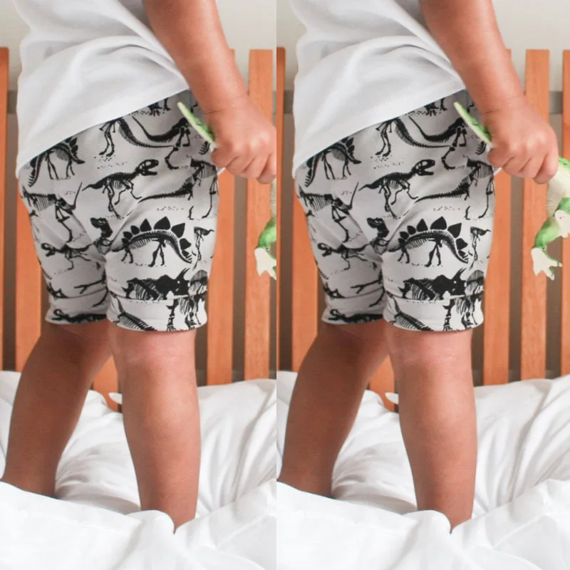 Pudcoco/модные серые Короткие штаны с рисунком динозавра детские брюки для мальчиков, штаны для малышей, детские летние короткие штаны-шаровары, От 0 до 4 лет