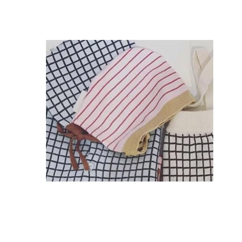 pink hats Новинка; осенние комбинезоны для малышей детские штаны с подтяжками в полоску Вязание комбинезон для маленьких мальчиков розового, коричневого цвета для девочек милый комбинезон, штаны для детей - Цвет: pink hats