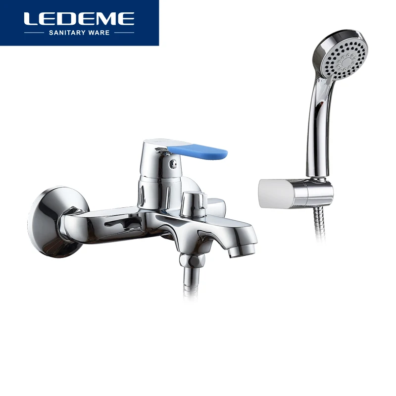 LEDEME Classic Style Bathtub Faucet Bathroom Chrome Plated Cold Hot Water Mixer 90 Degree Rotation Bathtub Faucets L3253
