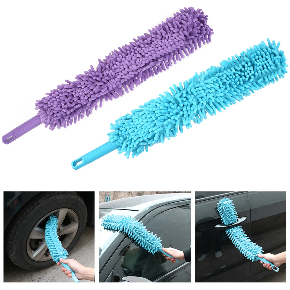 LEEPEE Dust Remover Long Chenille Car Wheel Wash Brush Car Duster Car Washing Tool Soft Microfiber Wheel Tire Cleaner