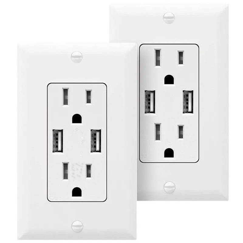 

TOPGREENER Electrical Wall Outlet with USB Charger 15A Receptacle White 1Pack
