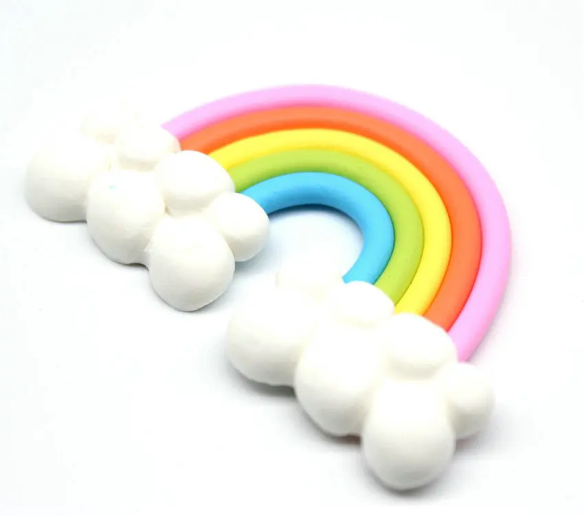 40pcs bulk 52mm Fimo Rainbow with Chunky Clouds Polymer Clay Flatback