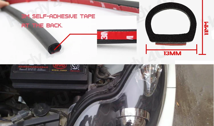 

Small D9mm BigD-shape Flat "D" Shape noise muffler car-styling pillar PVC Rear Quarter Panel Seal 5000cm