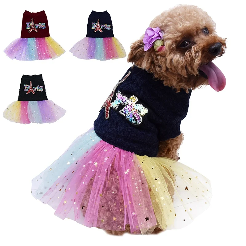 

Pretty Pet Autumn Winter Warm Costume Dog Girls Colorful Fashion Dress For For Small Medium Dogs Puppy Yorkshire Outfit