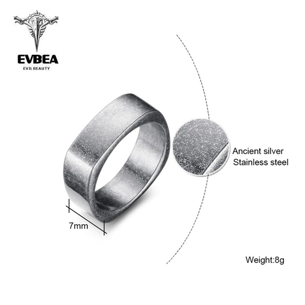 EVBEA квадратный панковские аксессуары в викингском стиле готический Античная медь простой мужское кольцо старый Стиль для Для мужчин рок-н-ролл Kpop ювелирные изделия для байкеров