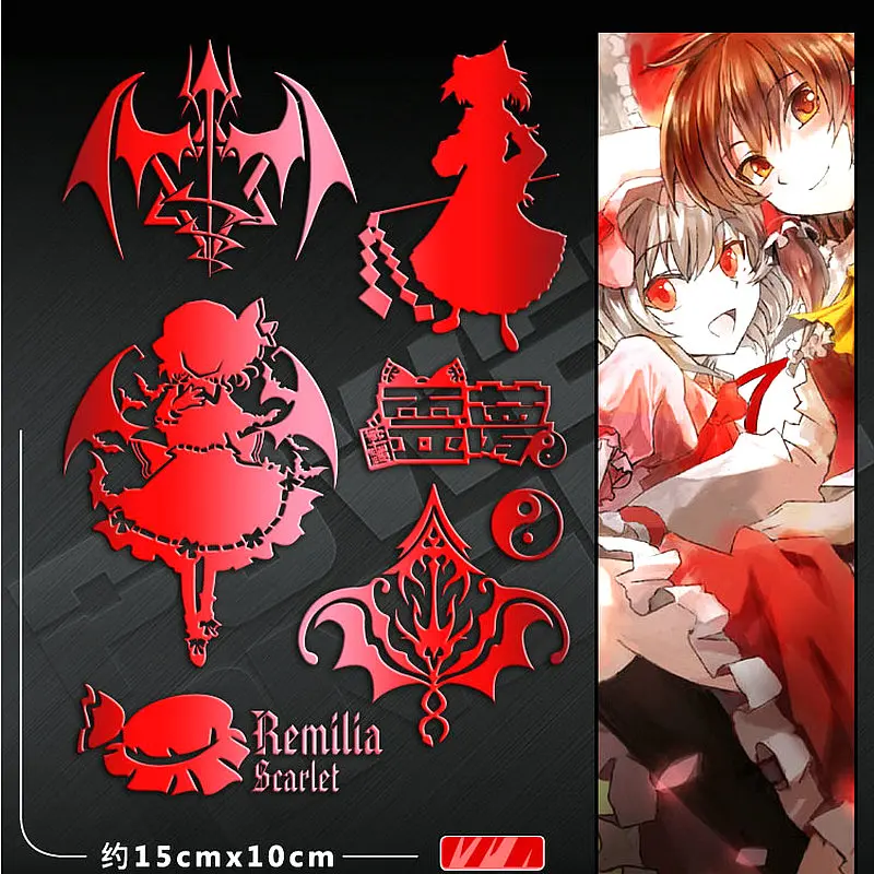 PowerAngel 3D DIY Metal Stickers TouHou Project Anime Sticker Mobile Phone Laptop Waterproof Decorative Stickers