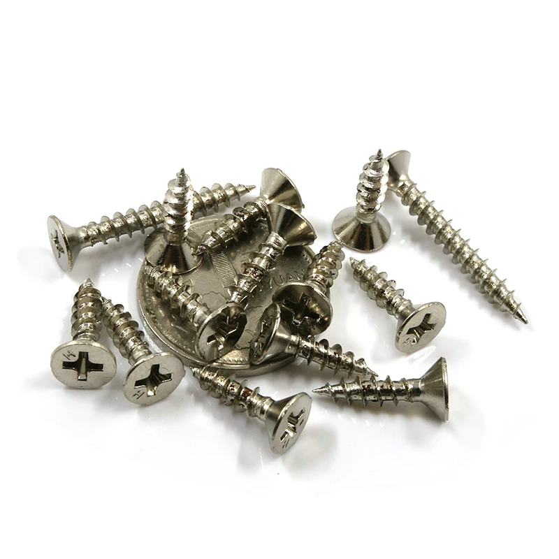 200 tornillos autoroscantes de cabeza avellanada de zinc de color endurecido tornillos de cabeza Phillips de madera Luchang M4 tornillos para muebles tornillos de madera de dientes gruesos r/ápidos