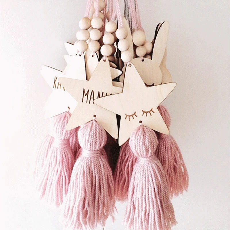 Nordic Стиль в форме симпатичной звезды деревянные бусины Tassel Pendant детская комната