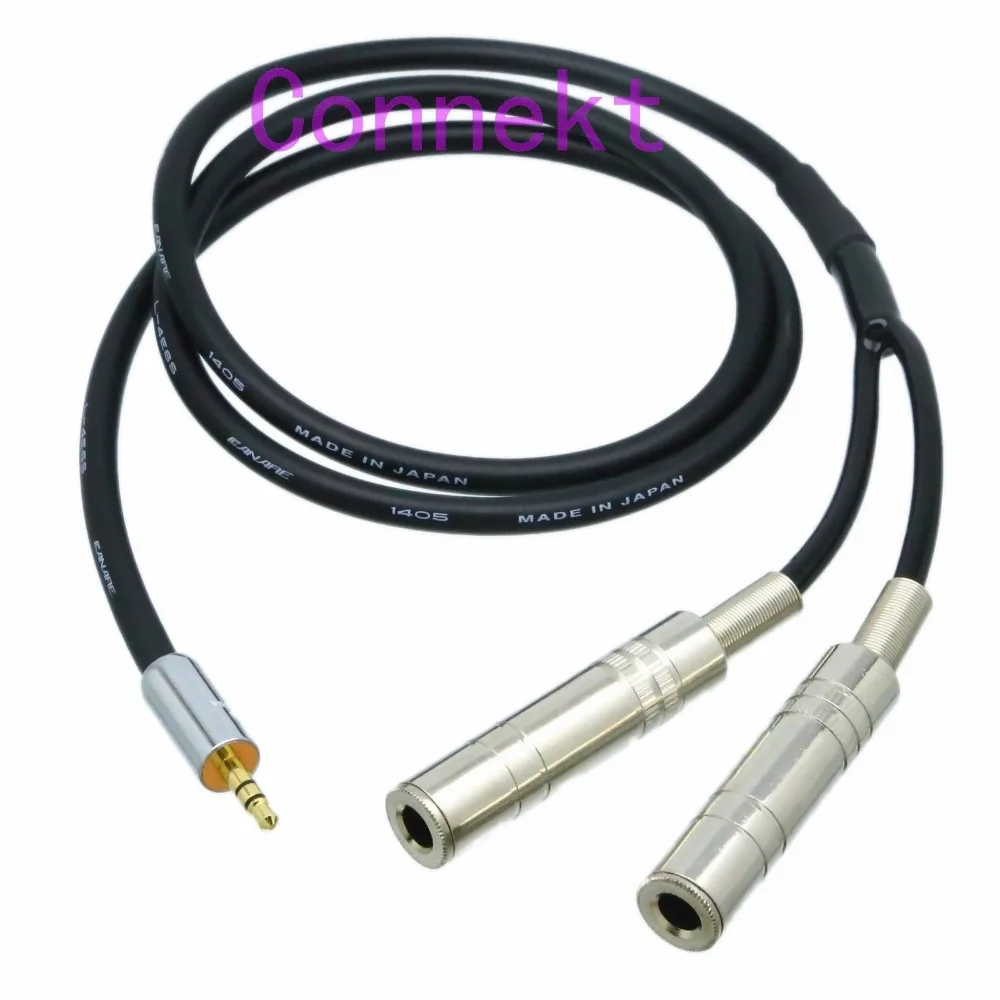 6.35mm stereo TRS jack to 2x 3.5mm male plug mono TS DIY signal Y Cable L-4E6S