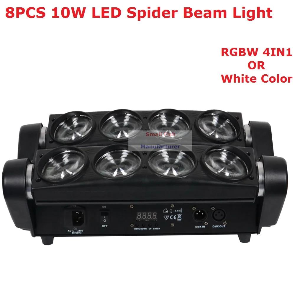 

Free Shipping RGBW 4IN1 Led Spider Beam Light High Quality 8X10w Bar Beam Moving Head Stage Light For Party Wedding Nightclubs