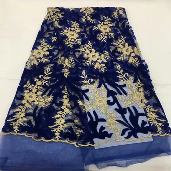 

Madison French Net Lace Fabric Velvet African Lace Fabric With Embroidery Blue Tulle Lace Fabric High Quality Nigerian Lace