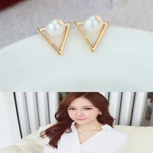 Модные серьги без никеля модные ювелирные изделия жемчужные серьги для женщин серьги-гвоздики женские милые треугольные серьги-гвоздики серьги 4ED210