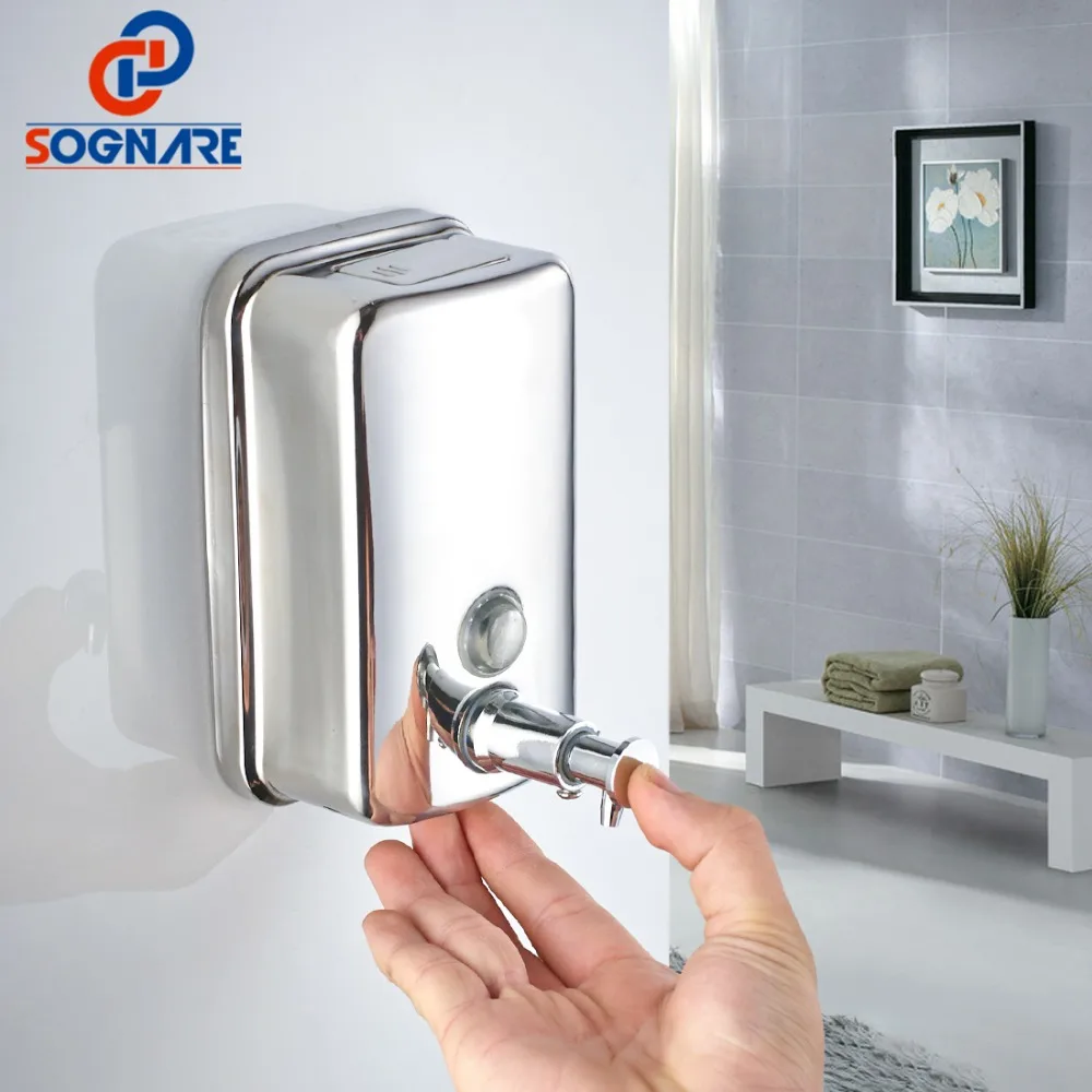 

SOGNARE 500/800ml Wall Mounted Shampoo Stainless Steel Soap Dispenser Bathroom Accessories Chrome Finish Hotel Shampoo Bottles