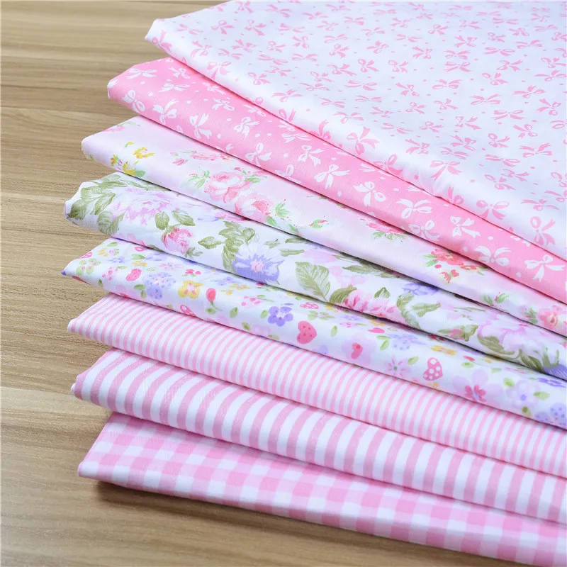 100 cotton fabric 40x50cm cute pink design girl 8 pcs / lot quilting