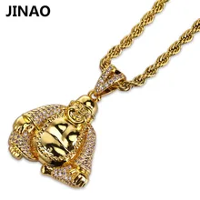 JINAO, ожерелье Maitreya с микро кубическим цирконием и подвеской, медное золотое ожерелье длиной 24 дюйма, ювелирные изделия в стиле хип-хоп для мужчин