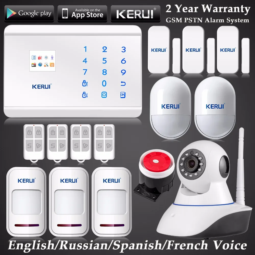 

White IOS Android APP Wireless GSM PSTN Home Security Alarm System 720P HD IP Camera Smart Magnetic Android APP Alarm System