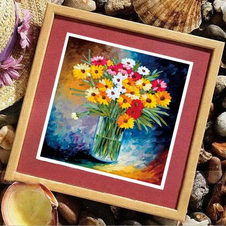 

Needlework,DIY Ribbon Cross stitch Sets for Embroidery kit, Pretty Daisy flower ball Cross-Stitch handcraft wall home decor