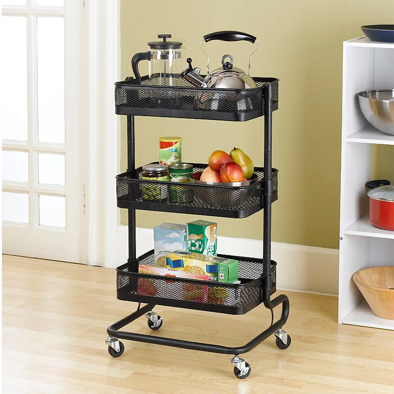Metal Kitchen Carts Wheeled font b Storage b font font b Rack b font Shelf Vegetable