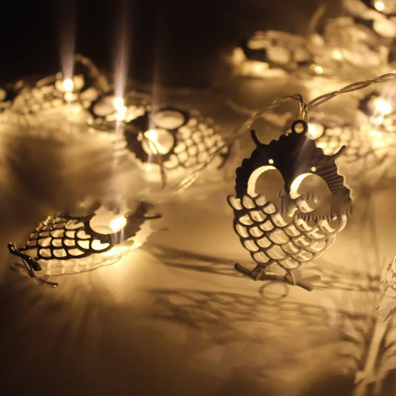 1,5 м 10 светодиодов/3 м 20 светодиодов уникальная металлическая Сова капельная дизайнерская гирлянда для свадебной вечеринки Рождественская гирлянда декор для Хэллоуина