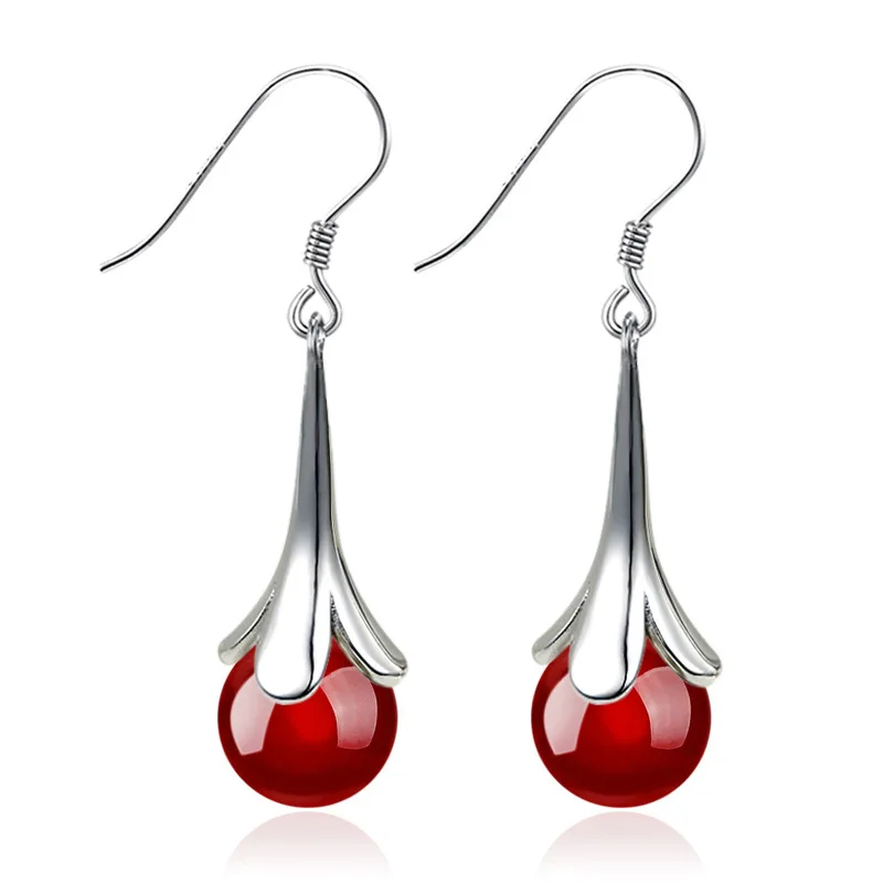 

100% 925 sterling silver wholesale rhinestone flower ladies`drop earrings jewelry women female Anti allergy drop shipping