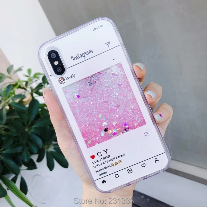 

C-ku 3D Liquid Quicksand TPU Soft Case For Iphone X XS MAX XR 8 7 PLUS 6 6S The Chat Page Glitter Heart Skin Cover Fashion 1pcs