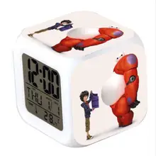 Большой Герой 6 фильм светодиодный Будильник часы Baymax horloge digitale дети игрушка Fred васаби