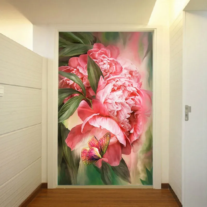 

Custom photo wallpaper Beautiful Bright peony flowers entrance Background Wall Murals Restaurant decorative Wallpaper