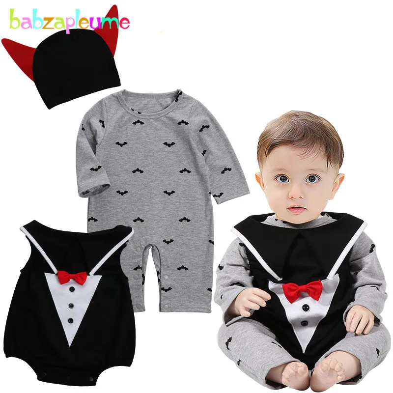 

3Piece Halloween Style Costume Newborn Clothing Baby Clothes Sets Long Sleeve Cotton Jumpsuit+Vest+Hats Toddler Rompers BC1839